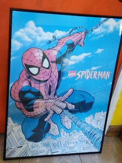 Classic Spiderman framed glass poster