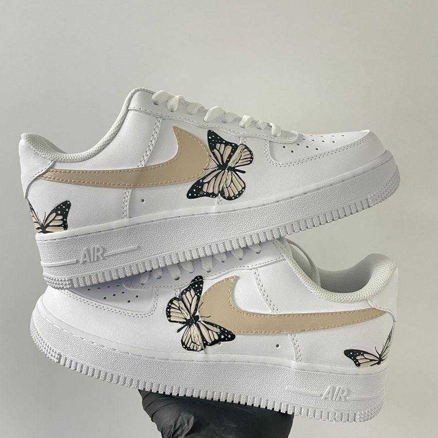 Custom Nike Air Force 1 AF1 Butterfly Beige Women s Fashion