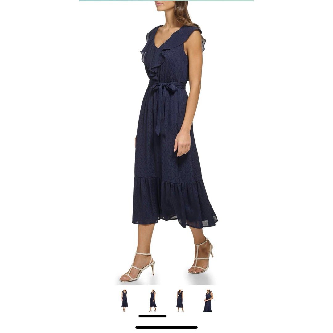 dkny ruffled midi dress