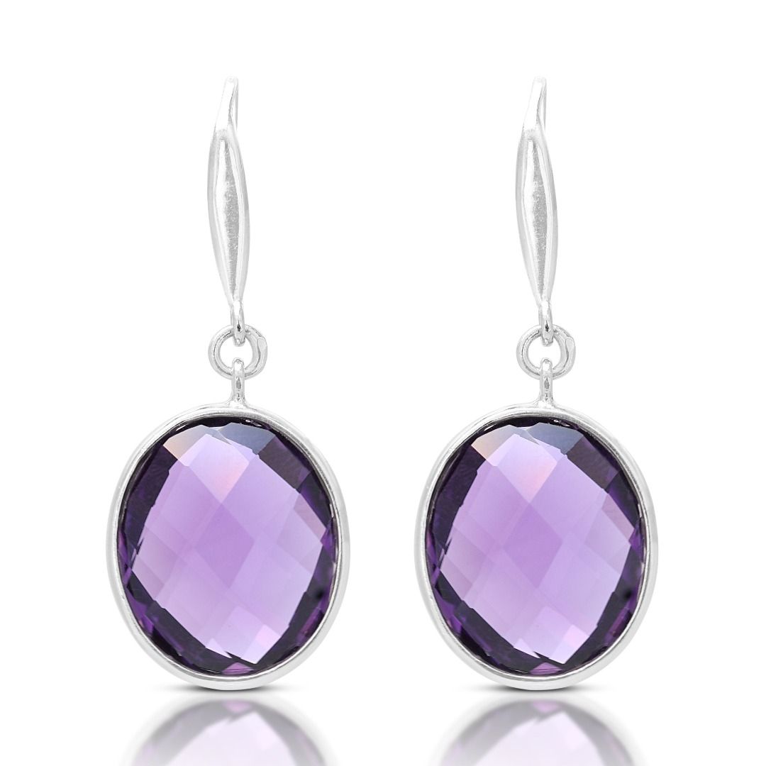 White gold clearance amethyst earrings
