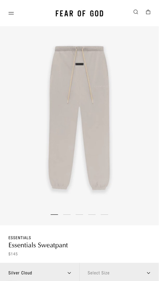 Essential FOG fall23 collection xs Sweat Pants Silver cloud, Men's Fashion,  Bottoms, Joggers on Carousell