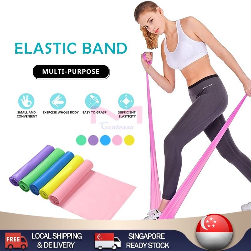 FREE DELIVERY] Yoga Resistance Bands Exercise Elastic Band Long Tension  Fitness Belt Strong Stretch Band, Sports Equipment, Exercise & Fitness,  Toning & Stretching Accessories on Carousell