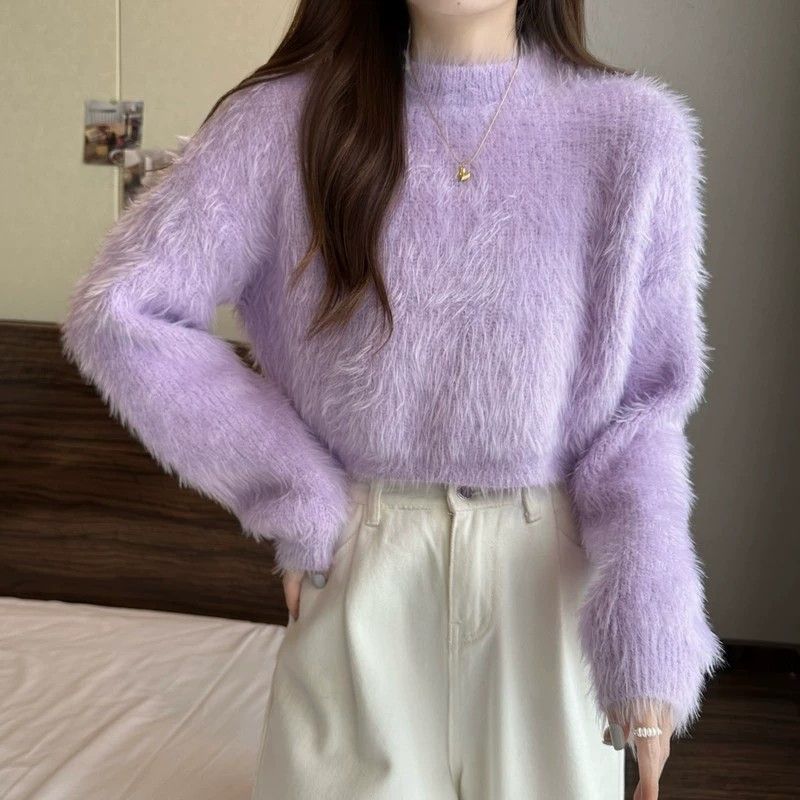 Purple fuzzy shop sweater