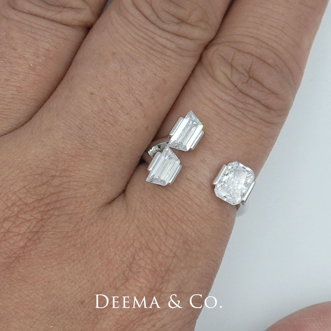 Geometrika Crescent Trapezoid Octagon Radiant Cut CZ Diamond
