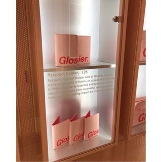 Glossier ✰ Passport Pink Red Leather Logo Holder Case