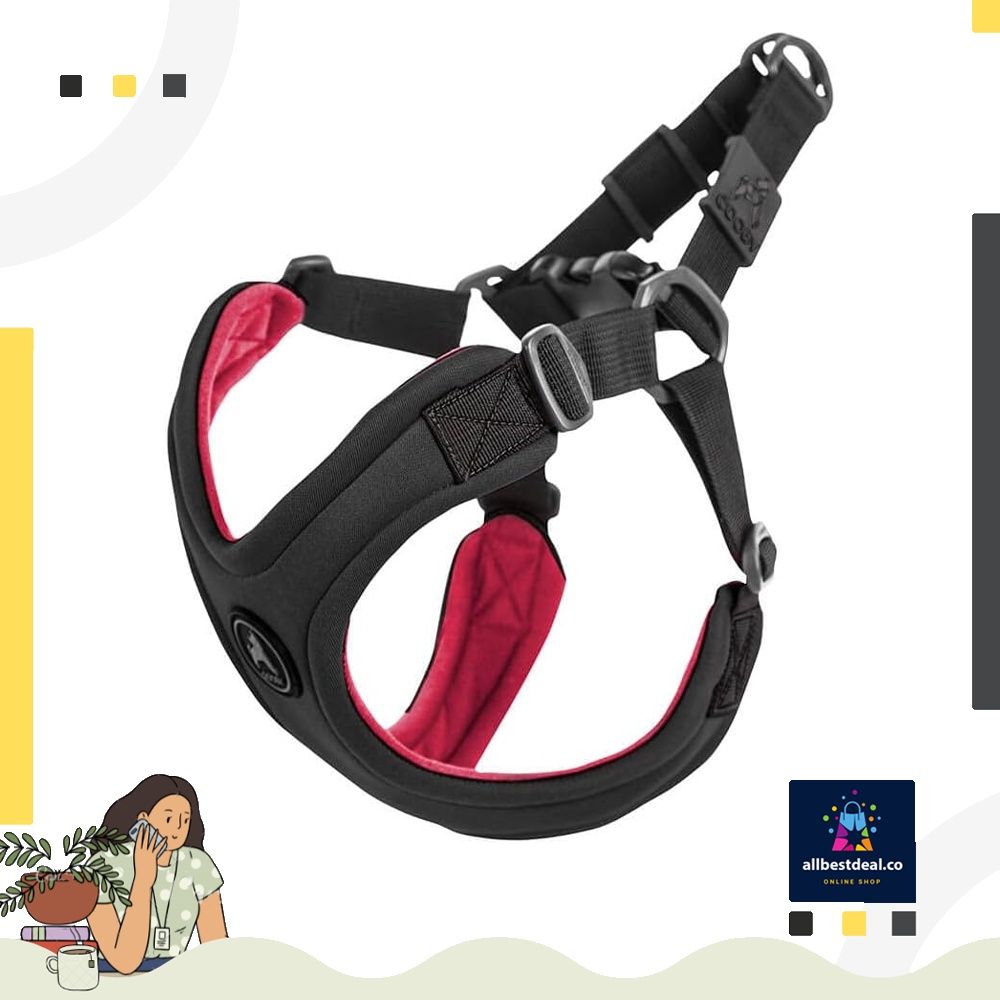 Gooby Escape Free Sport Harness Black Small No Choke Step in Patented Neoprene Small Dog Harness