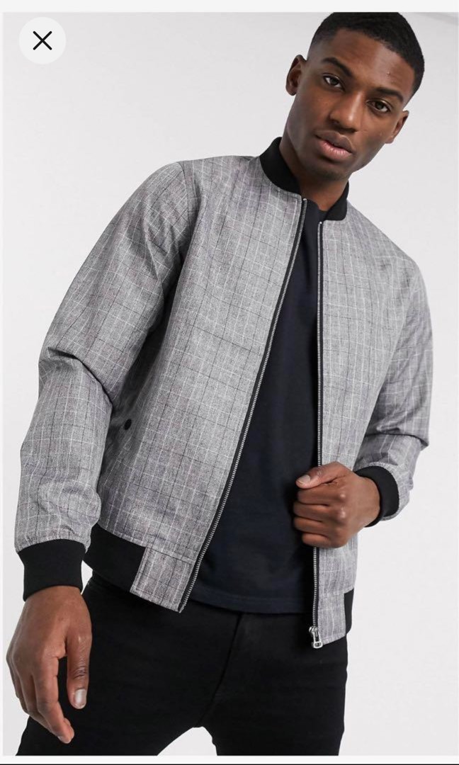 Grey bomber jacket Men s Fashion Coats Jackets and Outerwear on