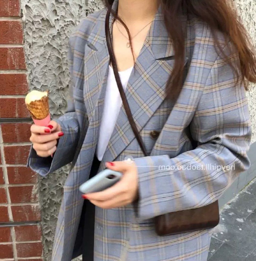 Checkered clearance oversized blazer
