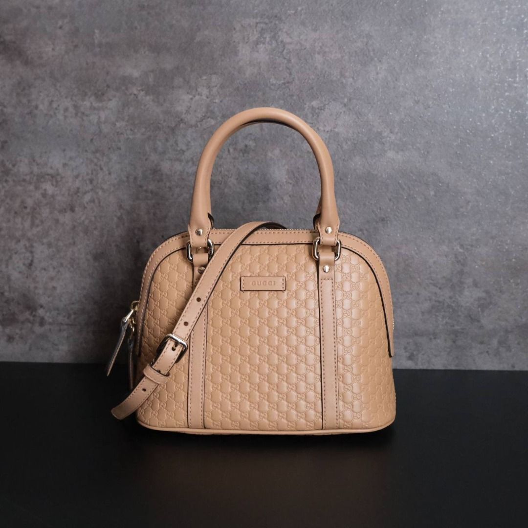 GUCCI Small Dome Small Alma Signature in Beige Nude GHW Color Comes With Dustbag Tag Copy Rec Store Size 24 x 18 x 12.5 cm