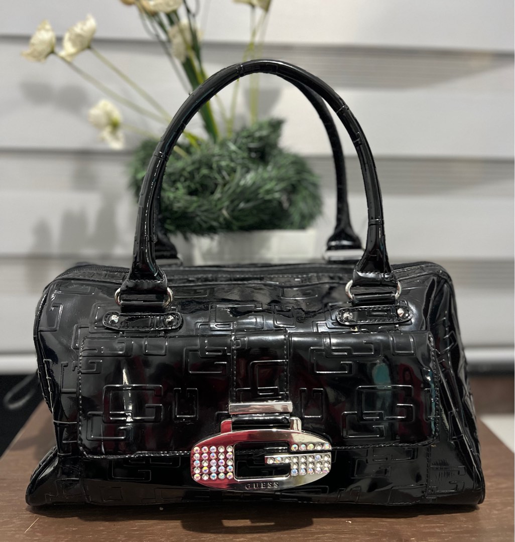 Guess black patent bag sales