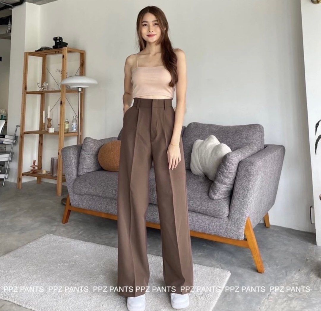 High waist straight pants, Women's Fashion, Bottoms, Other Bottoms on  Carousell