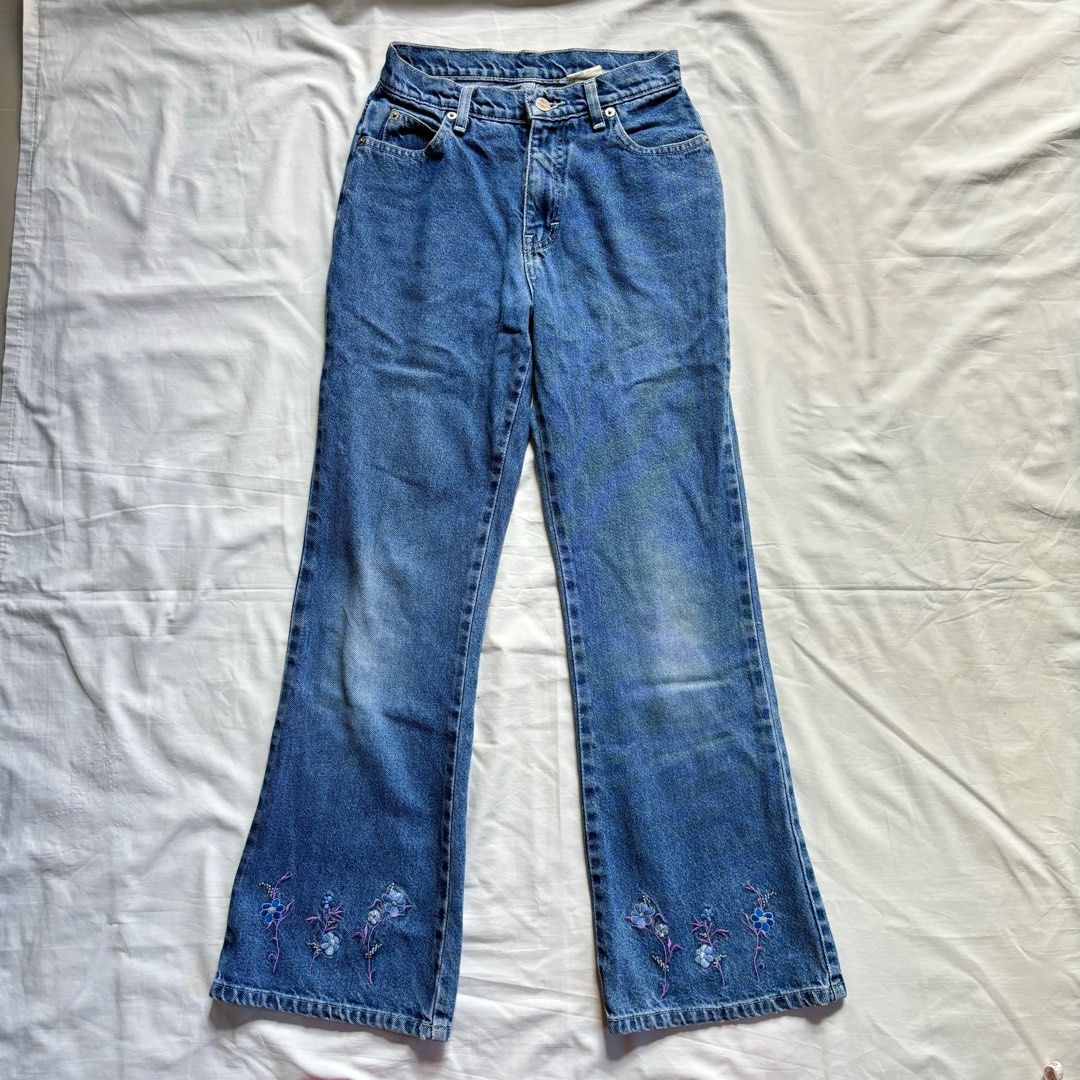 Light Blue Flare Pants, Women's Fashion, Bottoms, Jeans on Carousell