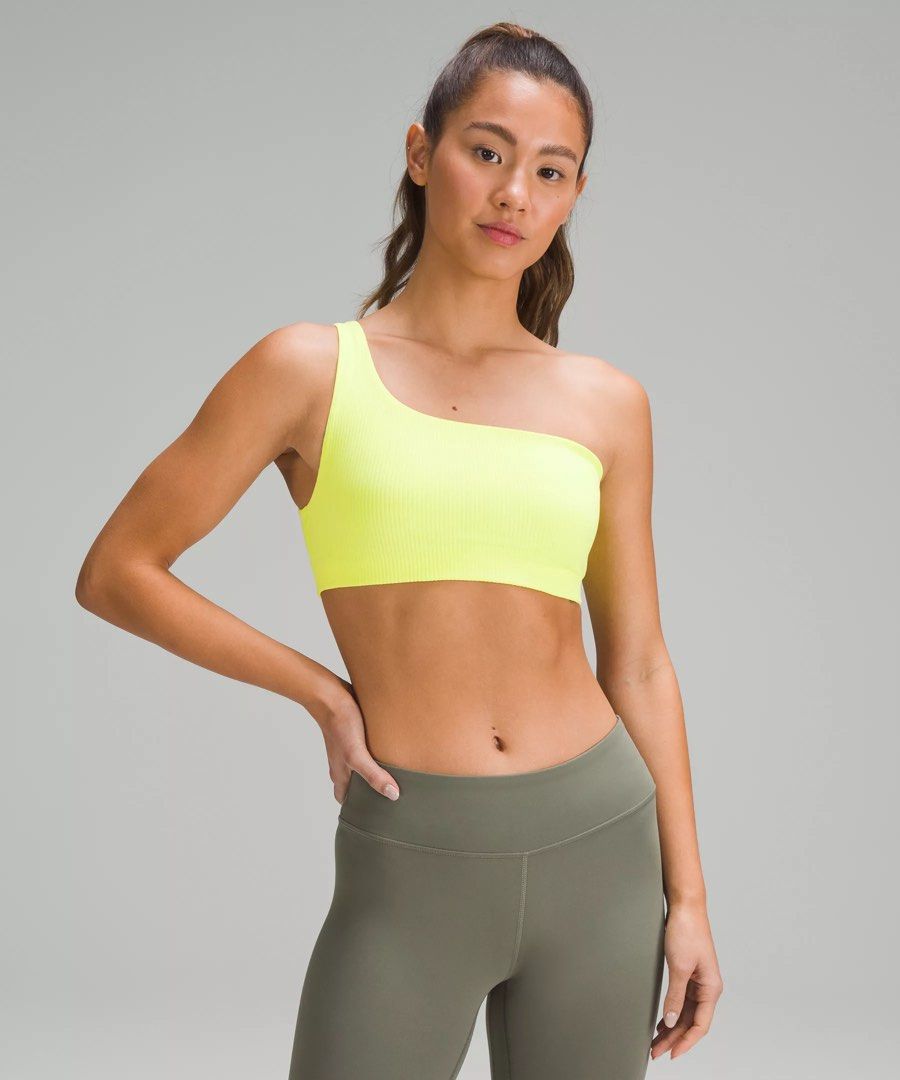 Lululemon Ribbed Nulu Asymmetrical Yoga Bra, Women's Fashion