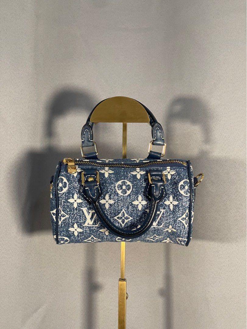 LV Denim Nano Speedy (Category: Luxury Bags & Wallets) located in Mandaluyong City. Submitted by mr018 (Listing ID 1282785840, Image 1). Description: Selling my preloved LOUIS VUITTON MONOGRAM NANO SPEEDY IN JACQUARD DENIM‼️ 100% Authentic Comes with dustbag Cross-body strap included For only 30k Can do meet up or deliver via lalamove/lbc Pasig loc.