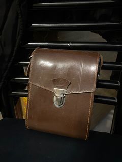 Made in Germany KA No. 1794 Vintage Crossbody box shaped leather bag with silver lock, fix size in brown64209179493123110