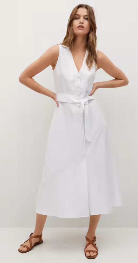 Mango white linen dress hot sale