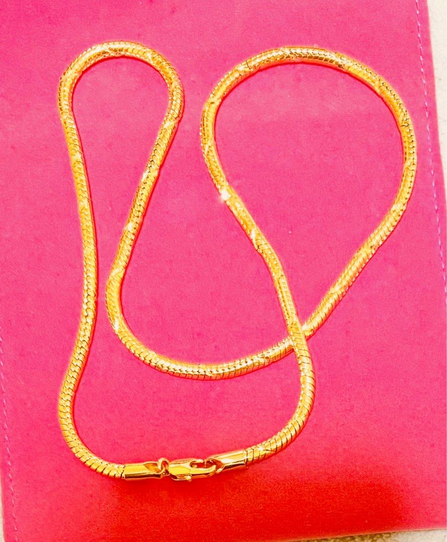 Necklace Bangkok gold plated round snake bone design width 4 mm
