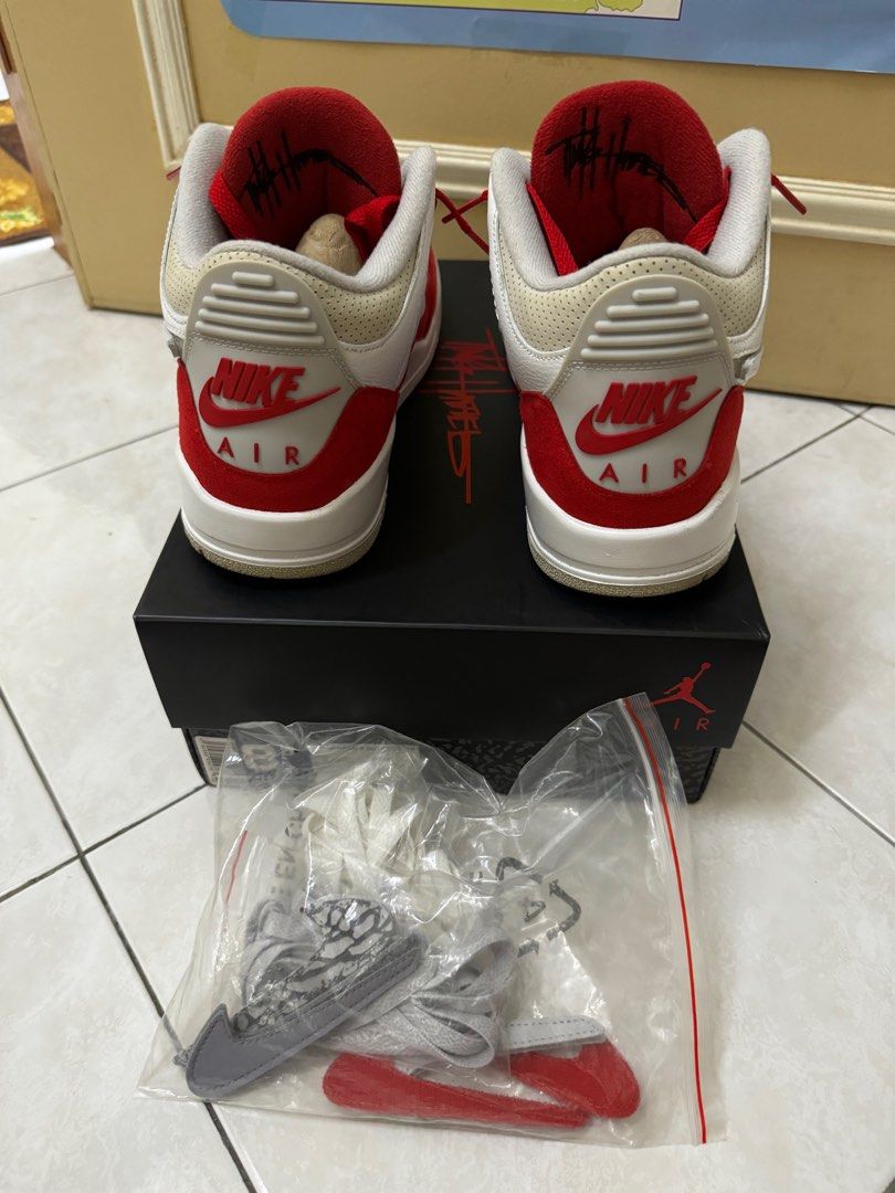 Jordan 3 tinker white hot sale red