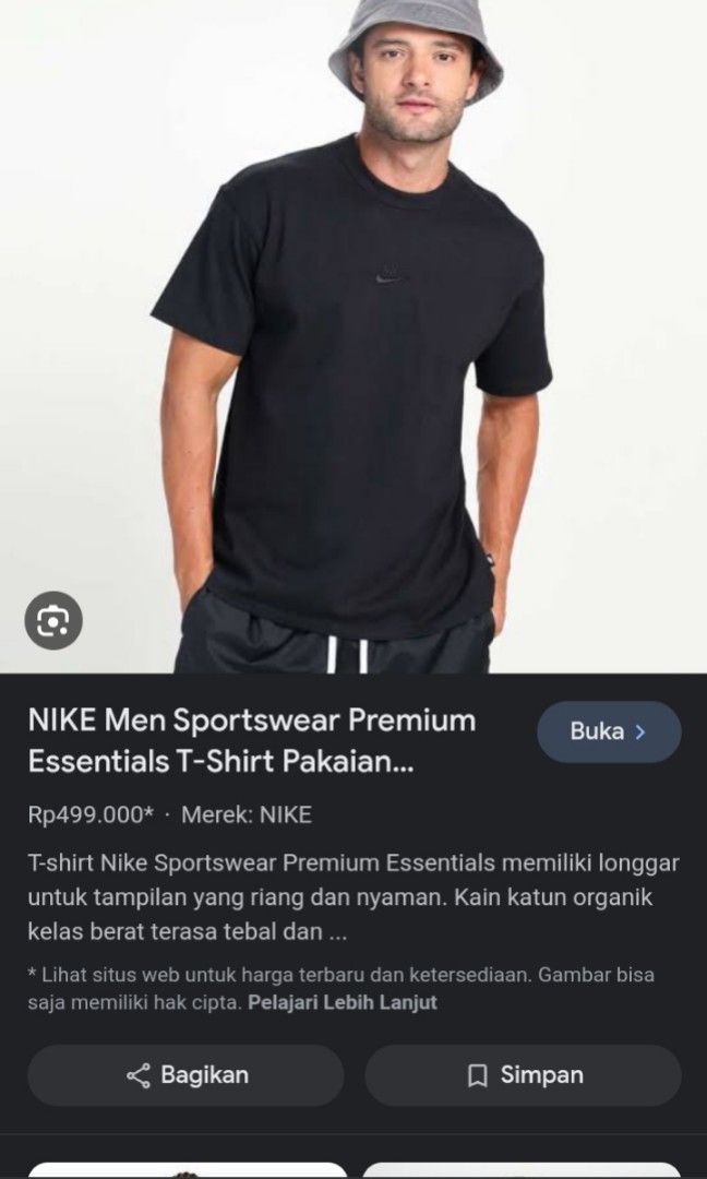 NIKE CENTER LOGO BLACK ON BLACK TEE, Fesyen Pria, Pakaian Atasan
