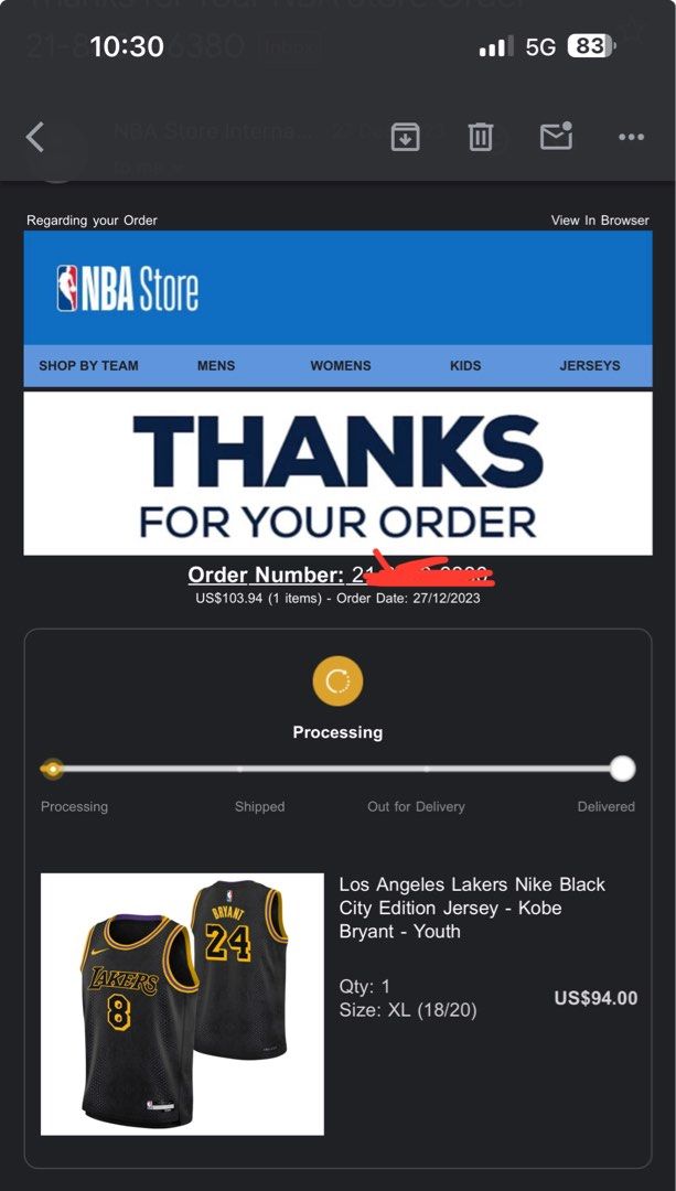 Mamba clearance swingman jersey