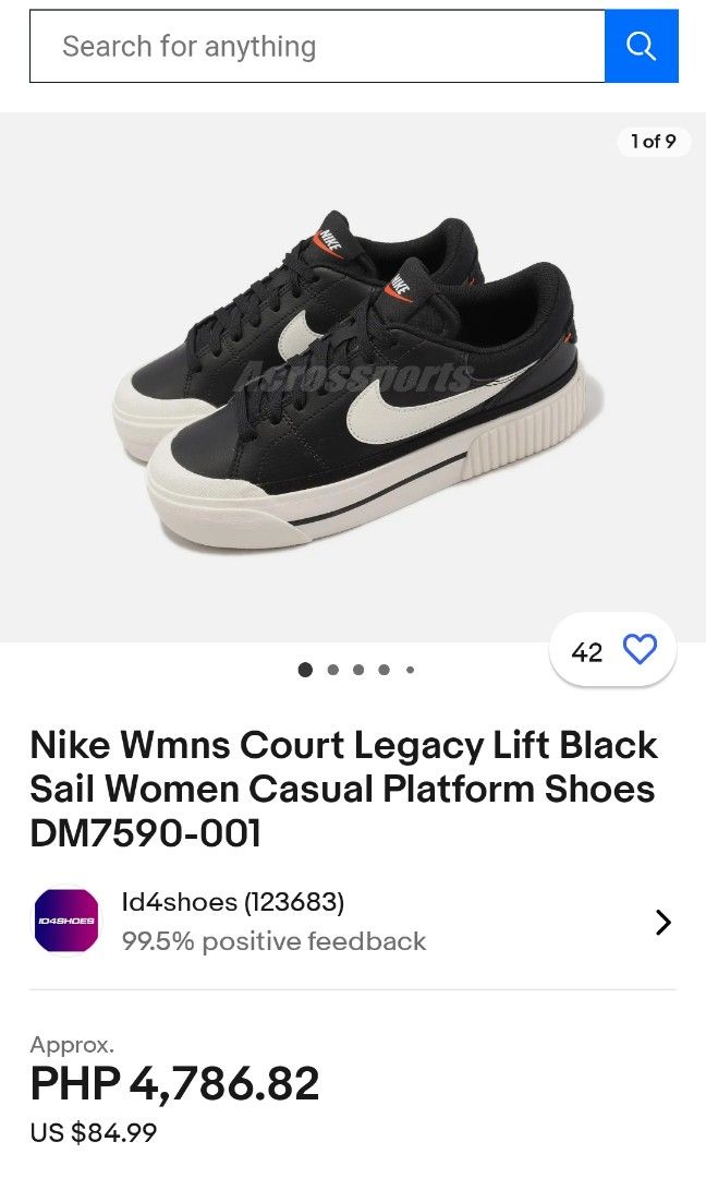 Nike Wmns Court Legacy Lift Black Sail Women Casual Platform Shoes  DM7590-001