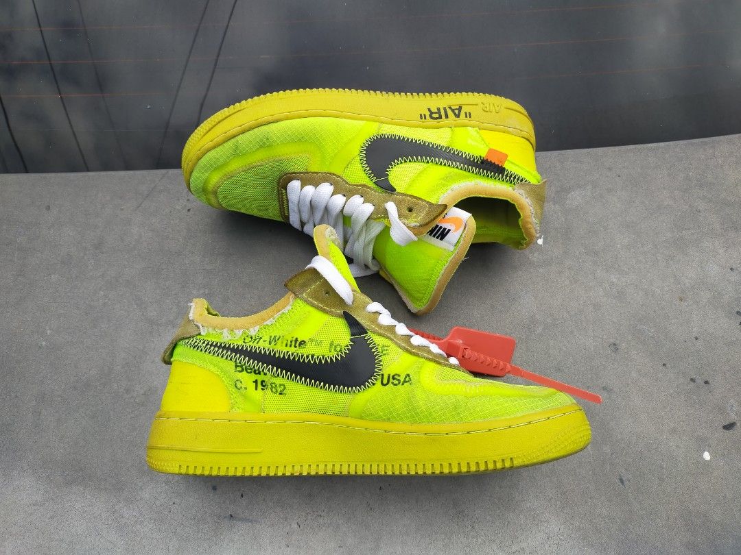 Off White x Nike AF 1 white volt Men s Fashion Footwear