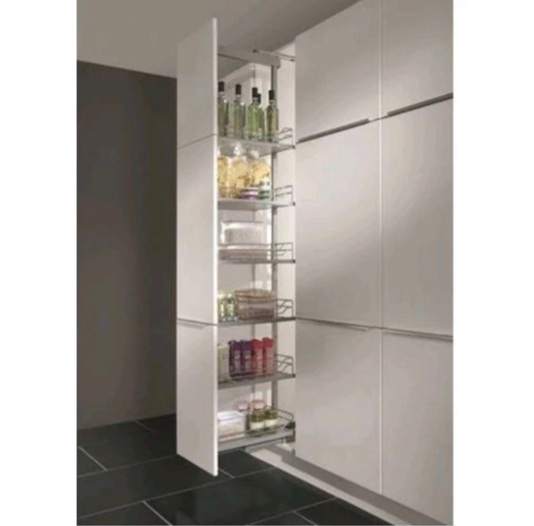 Pantry organizer pull out & swing type 304 stainless (Category: Storage Boxes & Baskets) located in Navotas City. Submitted by renzrobin88 (Listing ID 1282816944, Image 2). Description: 👉Kitchen Rack Organizer 👉pull out type pantry 👉swing type pantry 👉Basket is 304 stainless 👉Drawer guide / mechanism is Galvanize Iron 2 variation ***Pull out type 6 layers ***Swing type 12 layers (6 Layers sa door & 6 layers sa loob) Pull. Out type SIZE Heigh