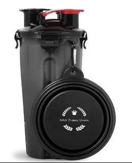 Pet Dog Outdoor Food / Water Storage Barrel Bottle Container - Black