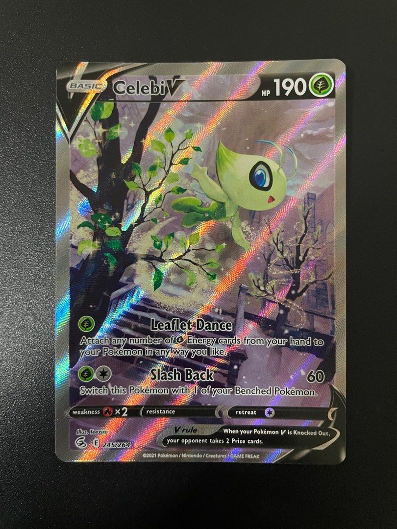 Pokemon TCG Celebi V - 245/264 - Alternate Art Ultra Rare Sword & Shield:  Fusion Strike Pokemon card, Hobbies & Toys, Toys & Games on Carousell