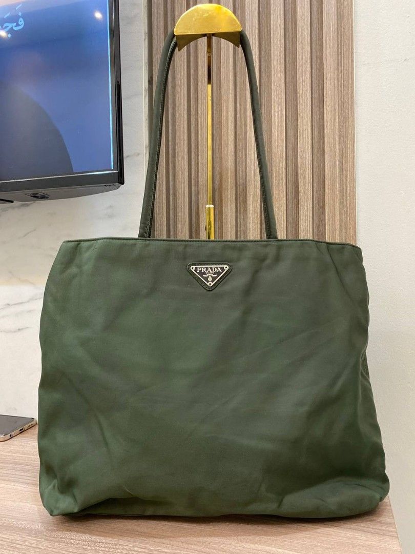 LAST CALL PRADA Nylon Tote Bag Khaki Green Luxury Bags Wallets on Carousell