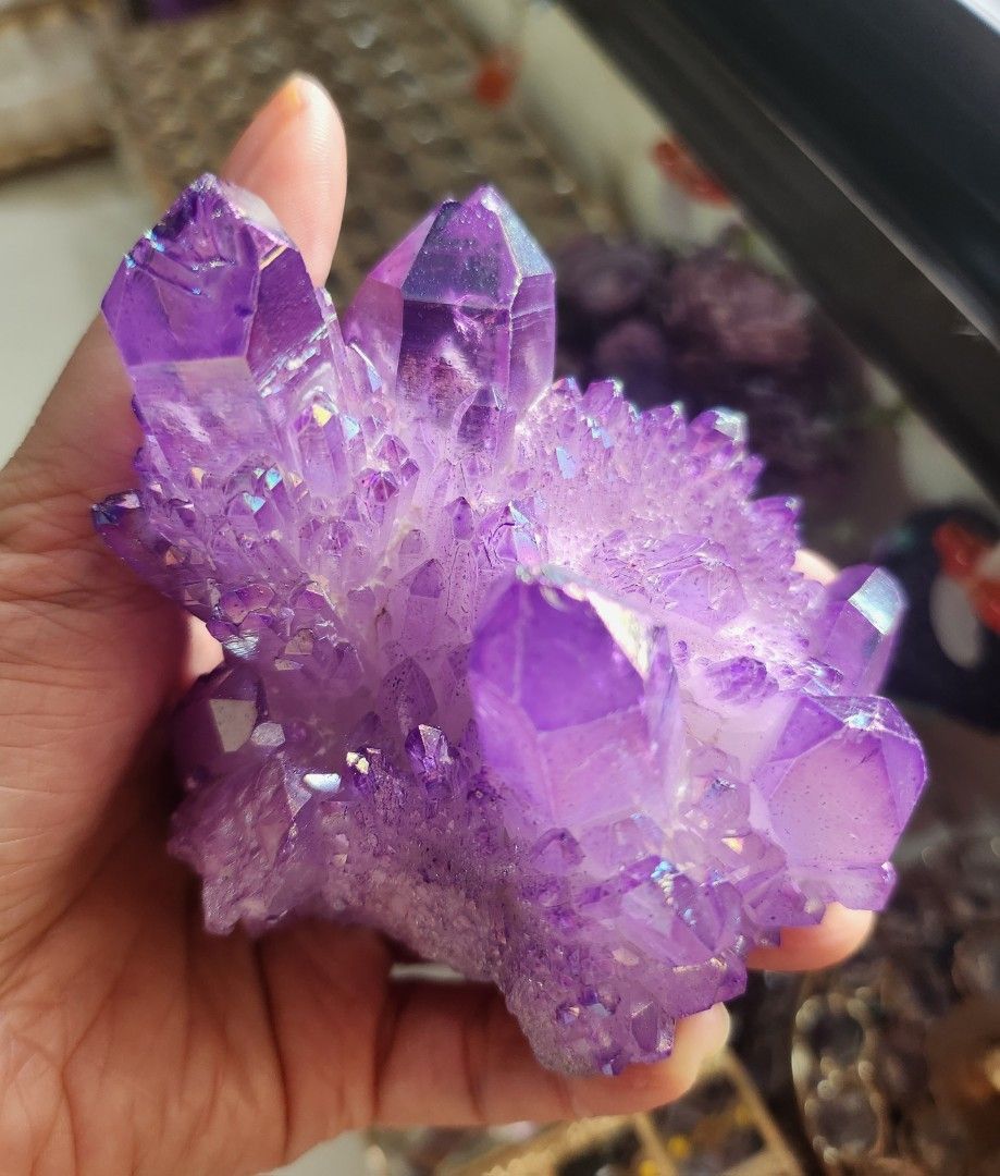 Purple Aura Quartz Cluster Women s Fashion Jewelry Organisers