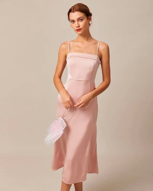 Pink bodycon satin dress outlet