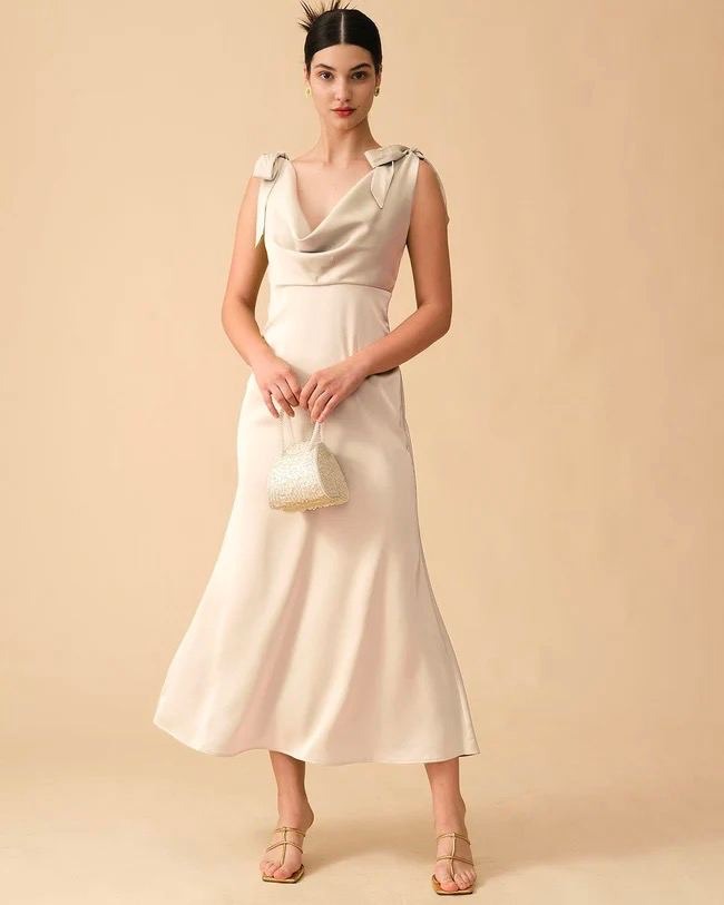 Verana Backless Satin Maxi Dress - White - MESHKI U.S