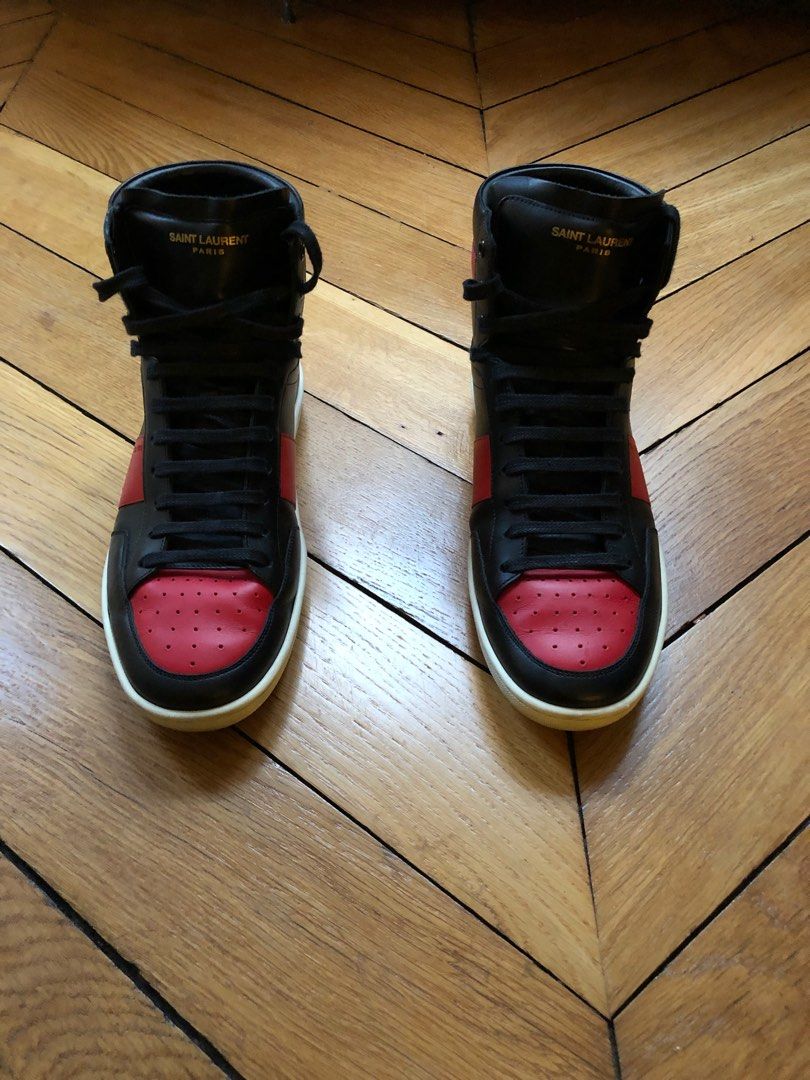 YSL Saint Laurent SL 10H High Top Black Red Sneakers Carousell