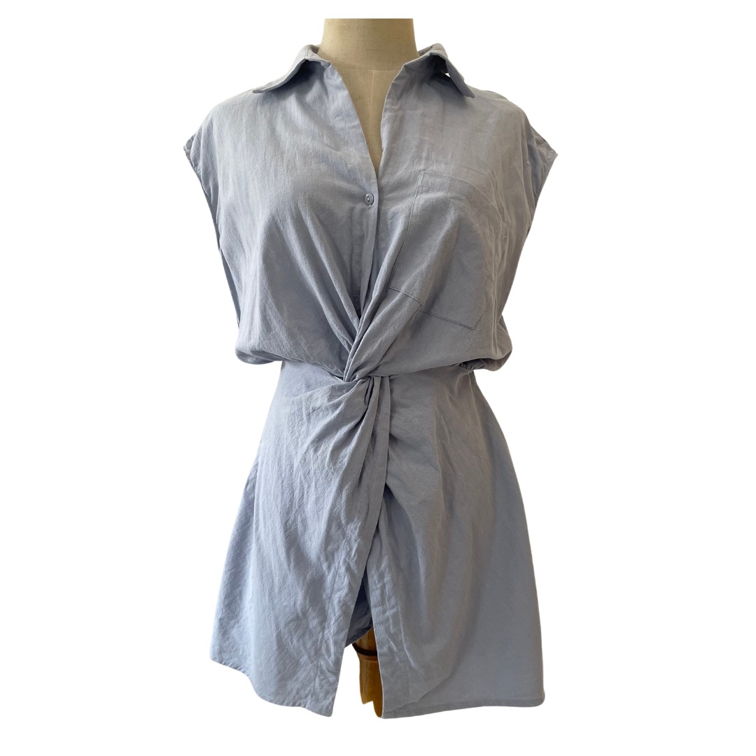 Light Blue Romper, Short Sleeve Romper