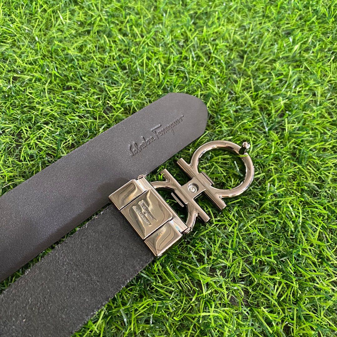 Salvatore Ferragamo Grey Buckle Belt Genuine Leather Men s