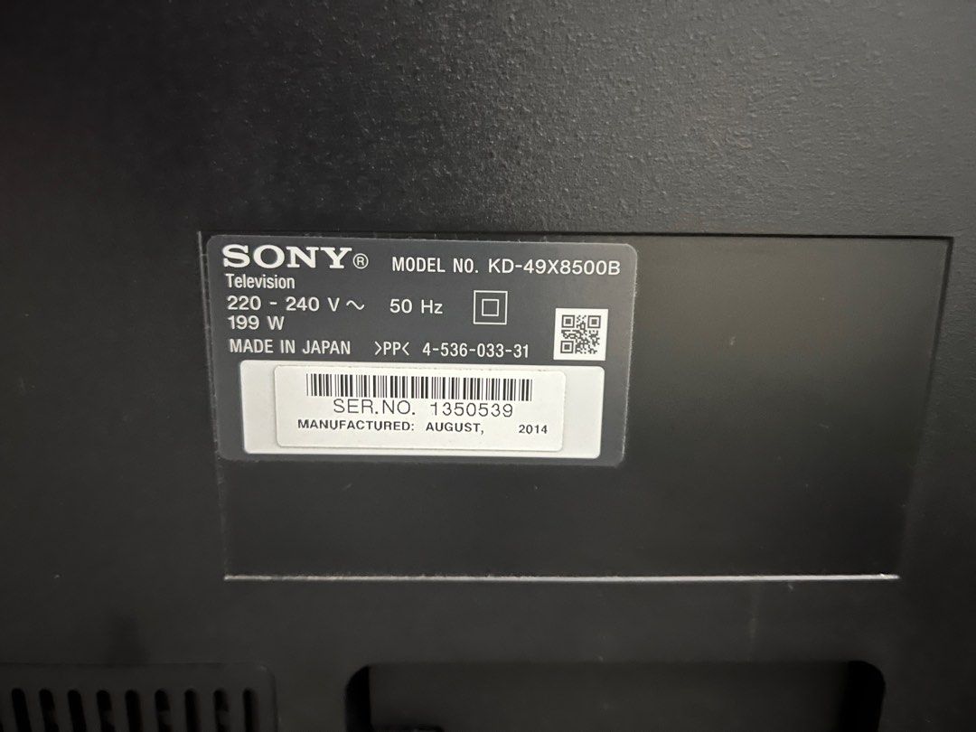 Sony KD-49X8500B 4K TV 49” faulty, 家庭電器, 電視& 其他娛樂