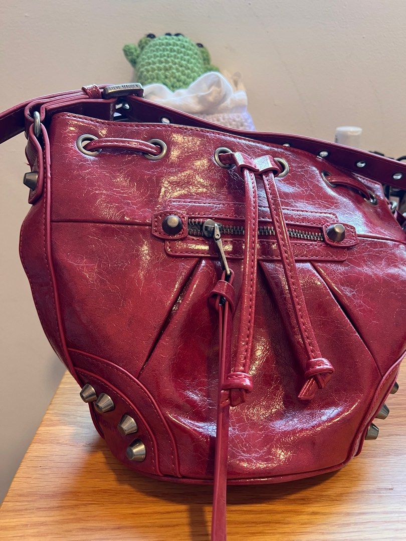 Red studded clearance handbag