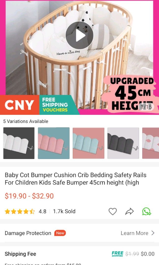 Tall crib bumper on sale