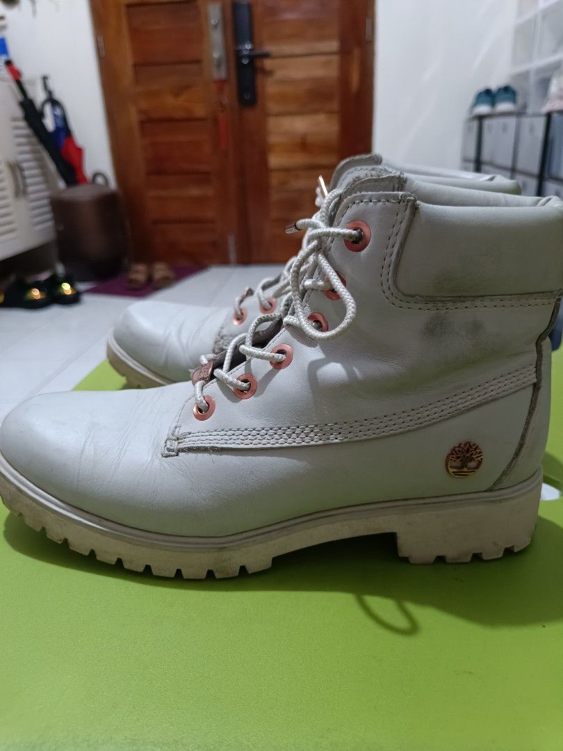 Grey and rose gold timberland cheap boots