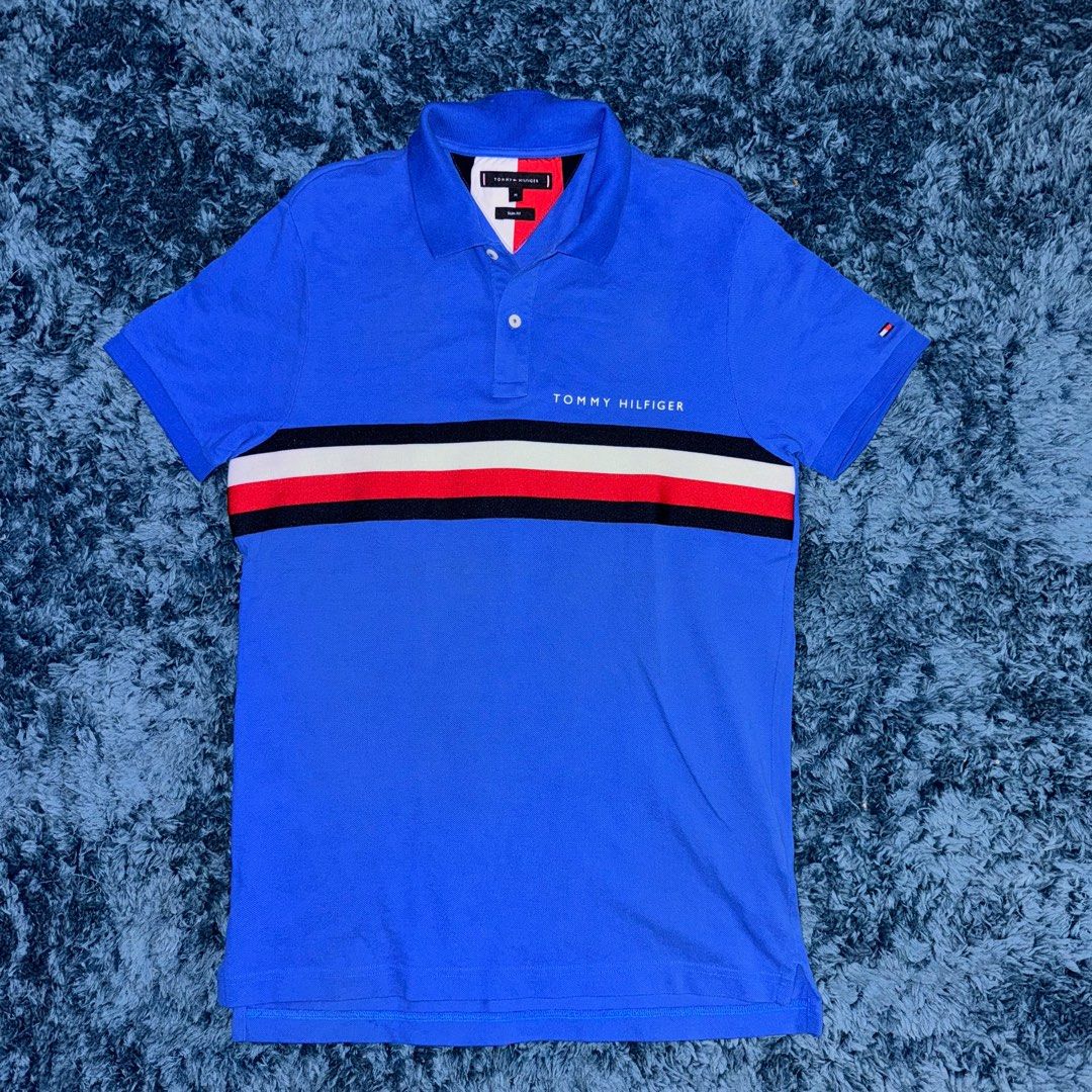 TOMMY HILFIGER FLAG SLEEVE SLIM FIT POLO Blue