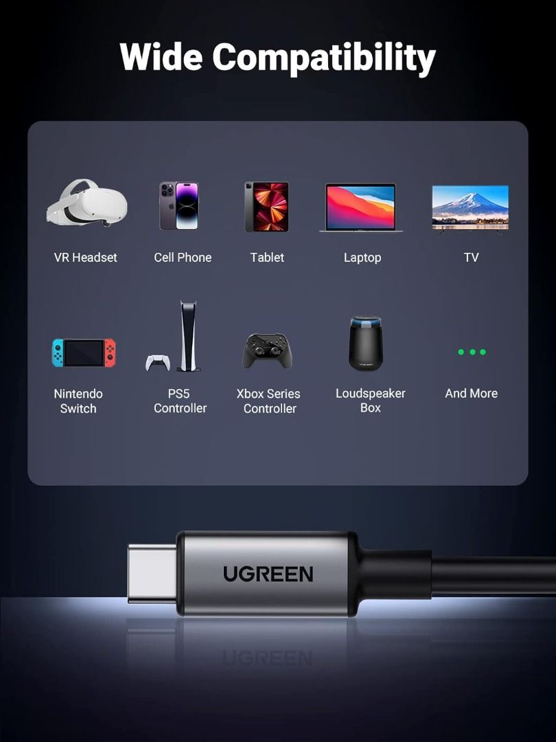 UGREEN Quest VR Link Cable 5M(16FT), USB C to USB C Cable,