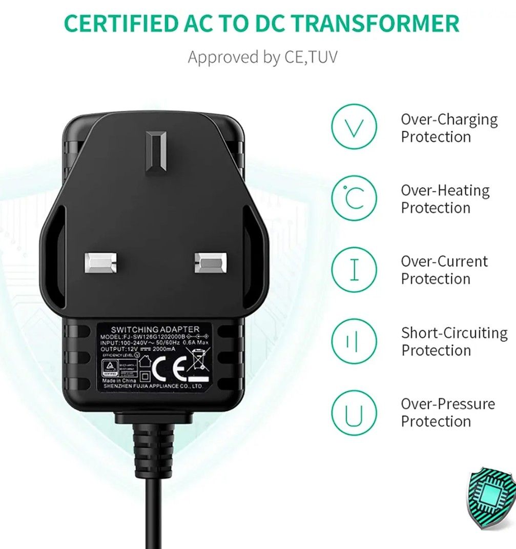 UGREEN Switching Adaptor DC Power Supply 12V 2A, AC 110-240V to DC