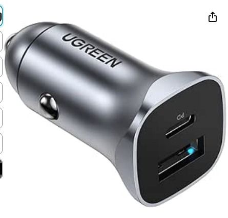 UGREEN USB C Car Charger, PD 20W & QC18W Fast Car Charger Adapter
