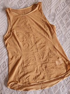 Mame Kurogouchi x Uniqlo Top Women Medium Brown AIRism Sleeveless Minimal  Shirt