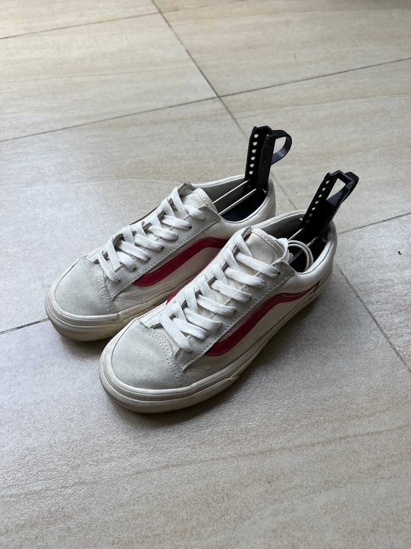Red and grey vans top