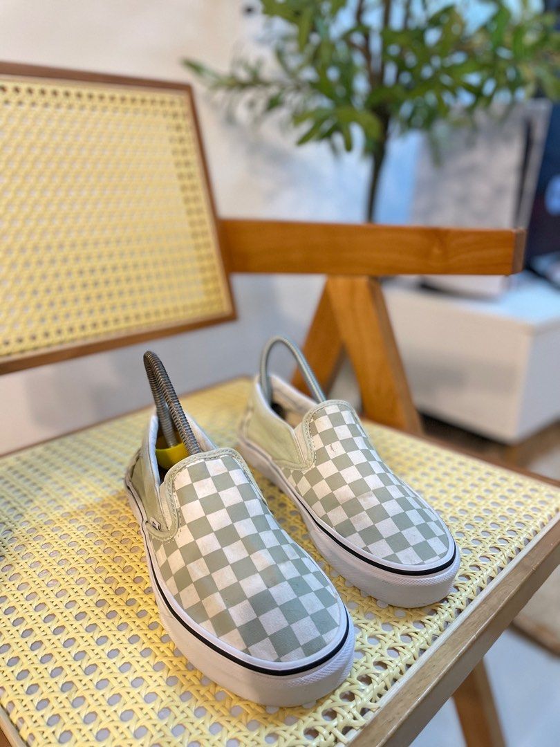 Vans checkerboard slip on gray dawn hot sale
