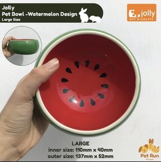Watermelon Ceramic Pet Bowl - for rabbit, hamster, guinea pig, cat, dog, small pets