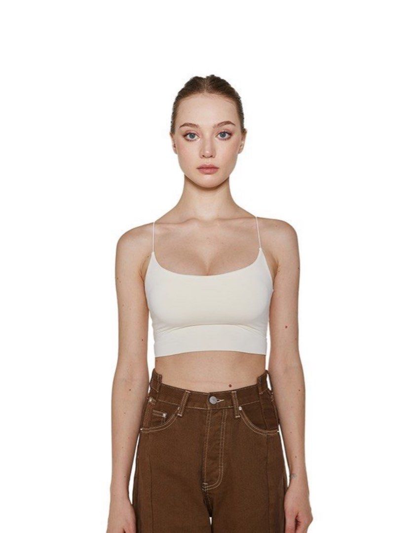 YUYU Active Seamless Crop Scoop Top in Off White Women s Fashion