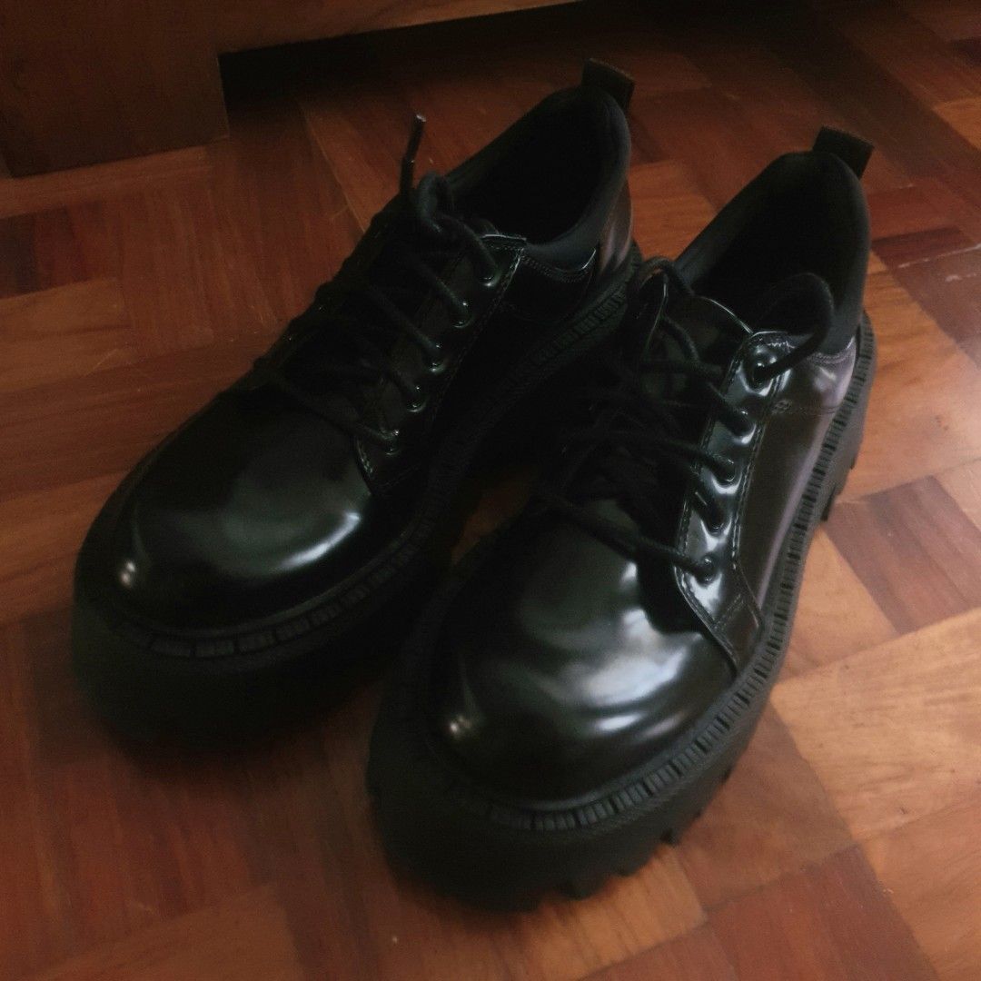 Zara Black Platform Chunky Oxford Shoes Women s Fashion Footwear